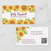 Rustieke Bloemen Gele Zonnebloem QR Code Visitekaartje (Voorkant / Achterkant)