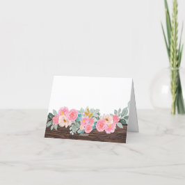 Rustieke Bloemen Gevouwen Dank u kaart