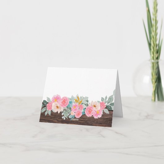 Rustieke Bloemen Gevouwen Dank u kaart (Achterkant)