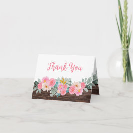 Rustieke Bloemen Gevouwen Dank u kaart