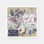 Rustieke Bloemen Glam Navy Kraft Bruiloft Bruids C Servetten (Voorkant)