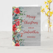 Rustieke bloemen Godmother Vrolijk Kerstfeest Kaart (Gele Bloem)