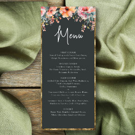 Rustieke Bloemen Goud Lijst Sage Groene Bruiloft Menu