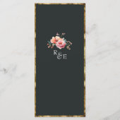 Rustieke Bloemen Goud Lijst Sage Groene Bruiloft Menu (Achterkant)