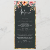 Rustieke Bloemen Goud Lijst Sage Groene Bruiloft Menu (Voorkant)