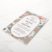 Rustieke Bloemen Goud Ovaal Lijst bruiloft Folie Uitnodiging (Gedraaid)