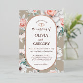 Rustieke Bloemen Goud Ovaal Lijst bruiloft Folie Uitnodiging (Staand Voorkant)