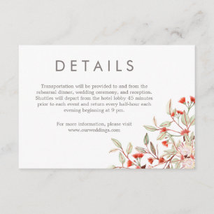 Rustieke Bloemen Grijs Moderne Typografie Bruiloft Informatiekaartje