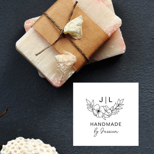 Rustieke Bloemen Handgemaakte Custom Name Initiale Rubberstempel