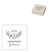 Rustieke Bloemen Handgemaakte Custom Name Initiale Rubberstempel (Gestempeld)