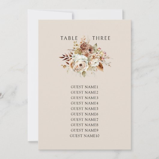 Rustieke Bloemen Hangende Bruiloft Zitkaart Kaart (Voorkant)