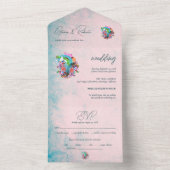 Rustieke bloemen hart Mexicaanse bruiloft All In One Uitnodiging (Binnen)