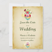 Rustieke Bloemen Hart Mexicaanse bruiloft Bewaar d Kaart (Voorkant)