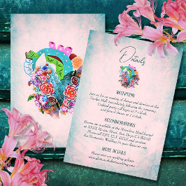 Rustieke Bloemen Hart Mexicaanse Bruiloft Details  RSVP Kaartje