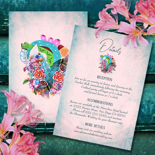 Rustieke Bloemen Hart Mexicaanse Bruiloft Details RSVP Kaartje