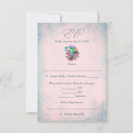 Rustieke bloemen hart Mexicaanse bruiloft RSVP Kaartje (Voorkant)