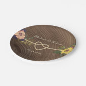 Rustieke Bloemen Hart Wedding Papieren Bordje (Gekanteld)