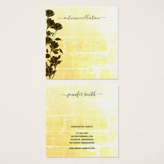 Rustieke Bloemen Herfst Boho Ear Studs Display Kaa Vierkante Visitekaartjes (Voorkant /achterkant)