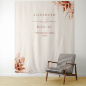 Rustieke Bloemen Herfst Bruiloft Foto Booth Achter Wandkleed (In situ)