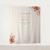 Rustieke Bloemen Herfst Bruiloft Foto Booth Achter Wandkleed (Voorkant)