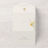 Rustieke Bloemen Herfst Bruiloft, Zonnebloem All In One Uitnodiging (Buitenkant)