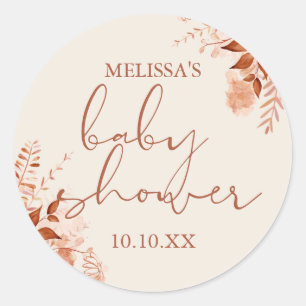Rustieke Bloemen Herfst Herfst Baby shower Favorie Ronde Sticker
