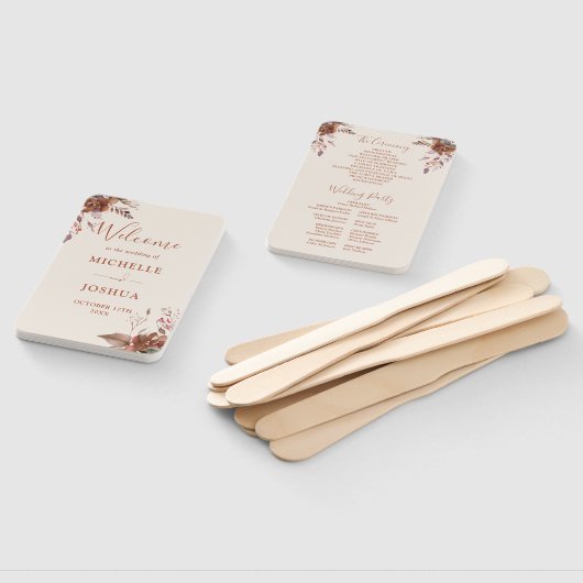 Rustieke Bloemen Herfst Herfst Huwelijk Programma Handwaaier (Niet-gemonteerd)