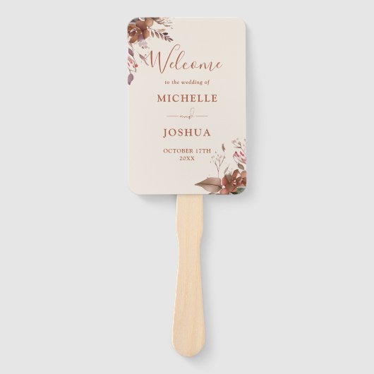 Rustieke Bloemen Herfst Herfst Huwelijk Programma Handwaaier (Voorkant)