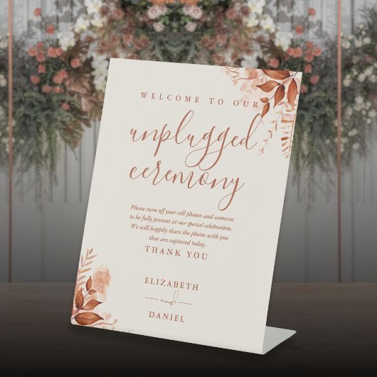 Rustieke Bloemen Herfst Herfst Unplugged Ceremony Reclamebord Met Voetstuk