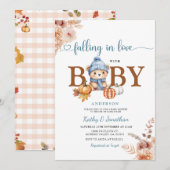 Rustieke Bloemen Herfst in Liefde Blauw Beer Baby  Kaart (Voorkant / Achterkant)