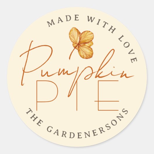 Rustieke Bloemen Herfst Pompoen Pie Ronde Sticker (Voorkant)