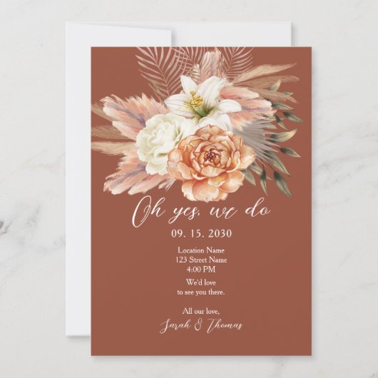 Rustieke Bloemen Herfst Trouwreceptie Uitnodigen Kaart (Voorkant)