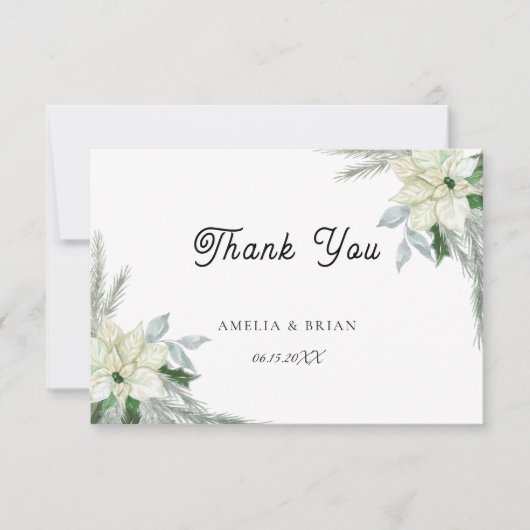 Rustieke Bloemen Herfst Winter Bruiloft Bedankkaart (Voorkant)