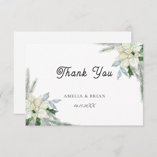 Rustieke Bloemen Herfst Winter Bruiloft Bedankkaart (Voorkant / Achterkant)