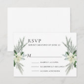 Rustieke Bloemen Herfst Winter Bruiloft RSVP Kaartje (Voorkant / Achterkant)
