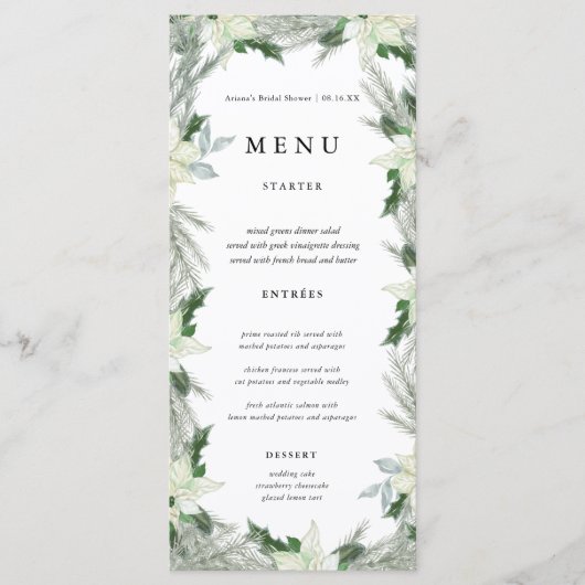 Rustieke Bloemen Herfst Winter Wedding Menu Kaart (Voorkant)