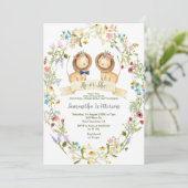 Rustieke bloemen Hij of Zij Leeuw Geslacht Onthull Kaart (Staand voorkant)