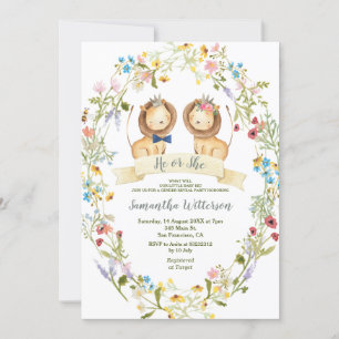 Rustieke bloemen Hij of Zij Leeuw Geslacht Onthull Kaart