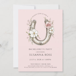 Rustieke Bloemen Hoefijzer Bachelorette Party Roze Kaart