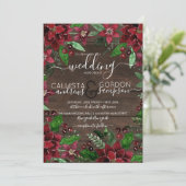Rustieke Bloemen Holly Ivy Waterverf Hout Wedding Kaart (Staand voorkant)