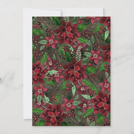 Rustieke Bloemen Holly Ivy Waterverf Hout Wedding Kaart (Achterkant)