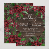 Rustieke Bloemen Holly Ivy Waterverf Hout Wedding Kaart (Voorkant / Achterkant)