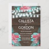 Rustieke Bloemen Hout Mason Jar Lights Wedding Kaart (Voorkant)