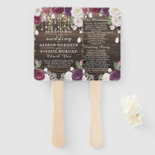 Rustieke Bloemen Houten Strijklichten Trouwprogram Handwaaier (Voorkant en achterkant)