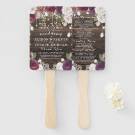 Rustieke Bloemen Houten Strijklichten Trouwprogram Handwaaier