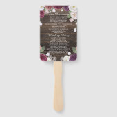 Rustieke Bloemen Houten Strijklichten Trouwprogram Handwaaier (Achterkant)