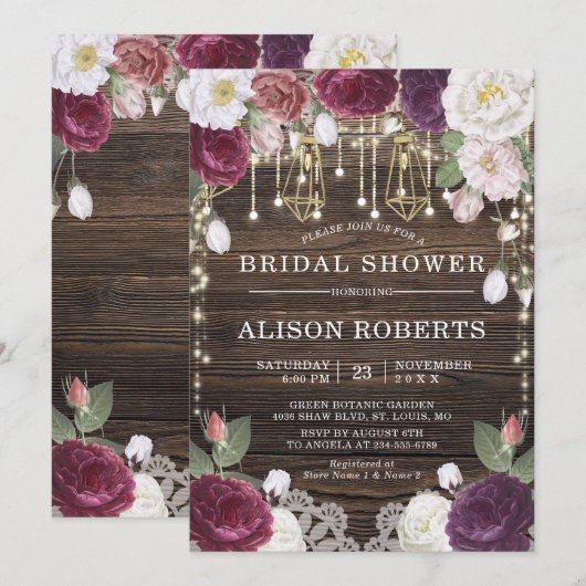 Rustieke Bloemen Houten Strijklichten Vrijgezellen Kaart (Voorkant / Achterkant)