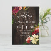 Rustieke Bloemen Huwelijk - Donker Hout & Botanisc Kaart (Staand voorkant)