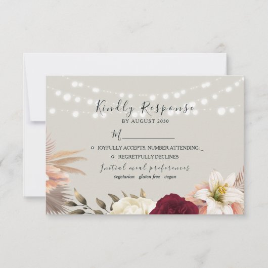 Rustieke Bloemen Huwelijk RSVP Kaart Lichten (Voorkant)