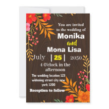 Rustieke Bloemen Huwelijksuitnodiging met Houten